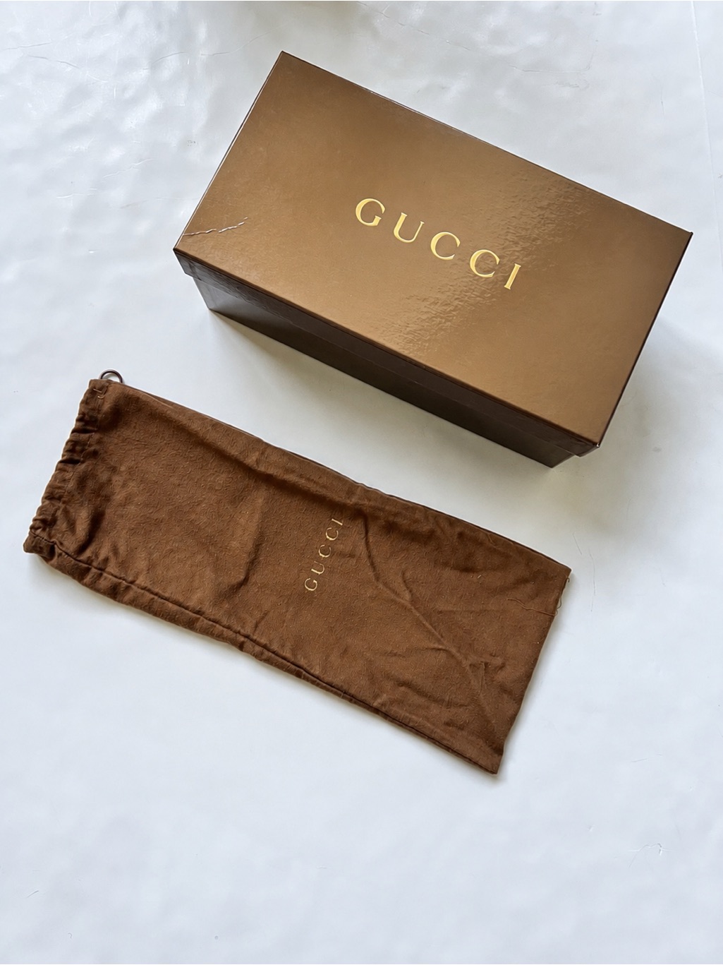 Gucci Empty Gift Storage Shoe Box W Dust Bag Authentic Logo Brown